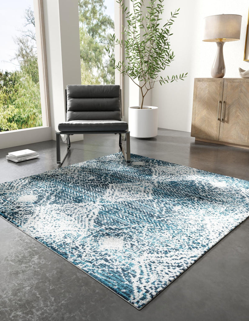 Aegean Elegance Washables Collection Area Rug -  Naxos Square Navy Blue  lifestyle 32