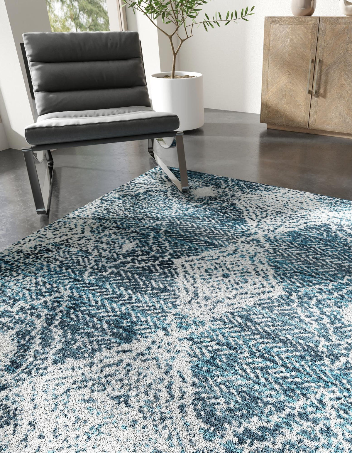Aegean Elegance Washables Collection Area Rug -  Naxos Square Navy Blue  lifestyle 35