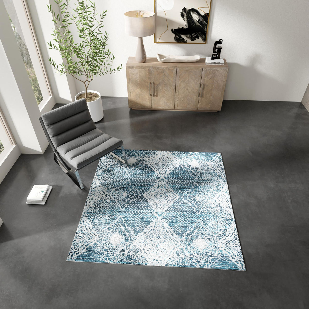 Aegean Elegance Washables Collection Area Rug -  Naxos Square Navy Blue  lifestyle 102
