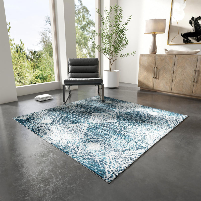 Aegean Elegance Washables Collection Area Rug -  Naxos Square Navy Blue  lifestyle 108