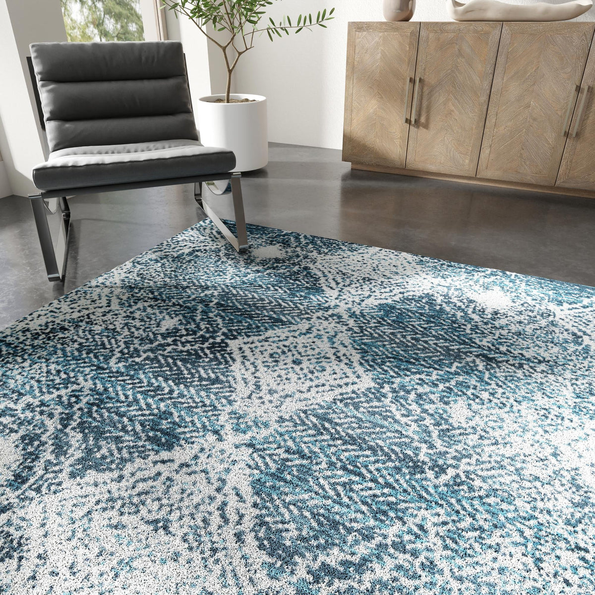 Aegean Elegance Washables Collection Area Rug -  Naxos Square Navy Blue  lifestyle 111
