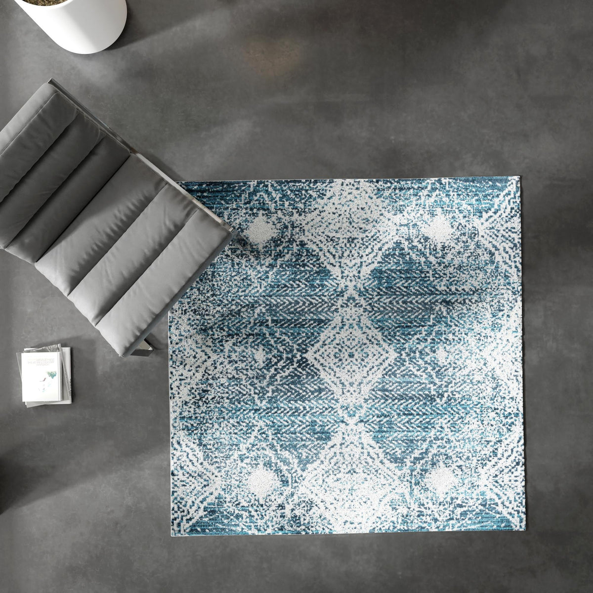 Aegean Elegance Washables Collection Area Rug -  Naxos Square Navy Blue  lifestyle 113