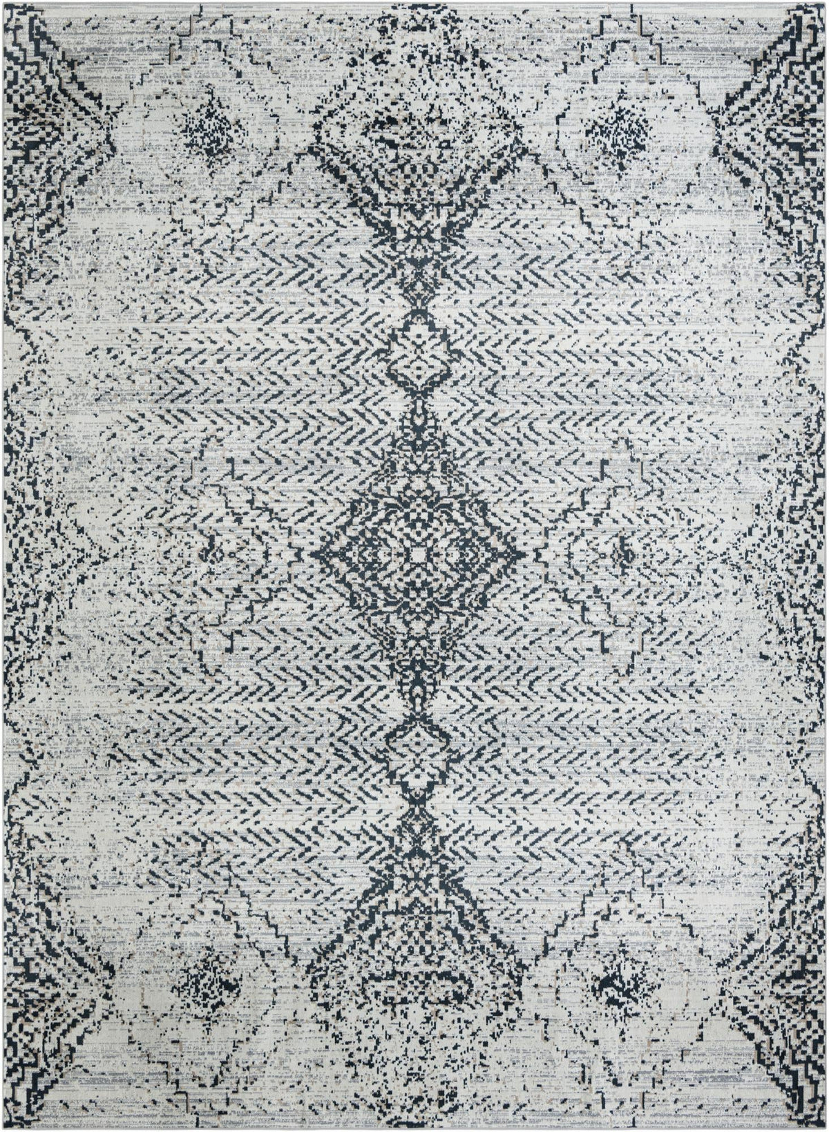 Aegean Elegance Washables Collection Area Rug -  Naxos Rectangle Black and White Main