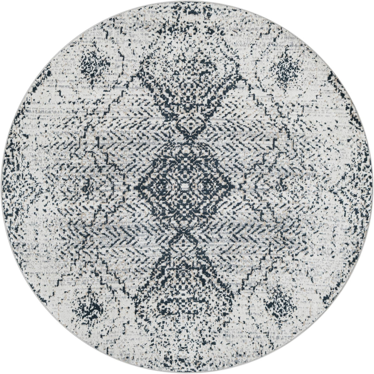 Aegean Elegance Washables Collection Area Rug -  Naxos Round Black and White  lifestyle 17