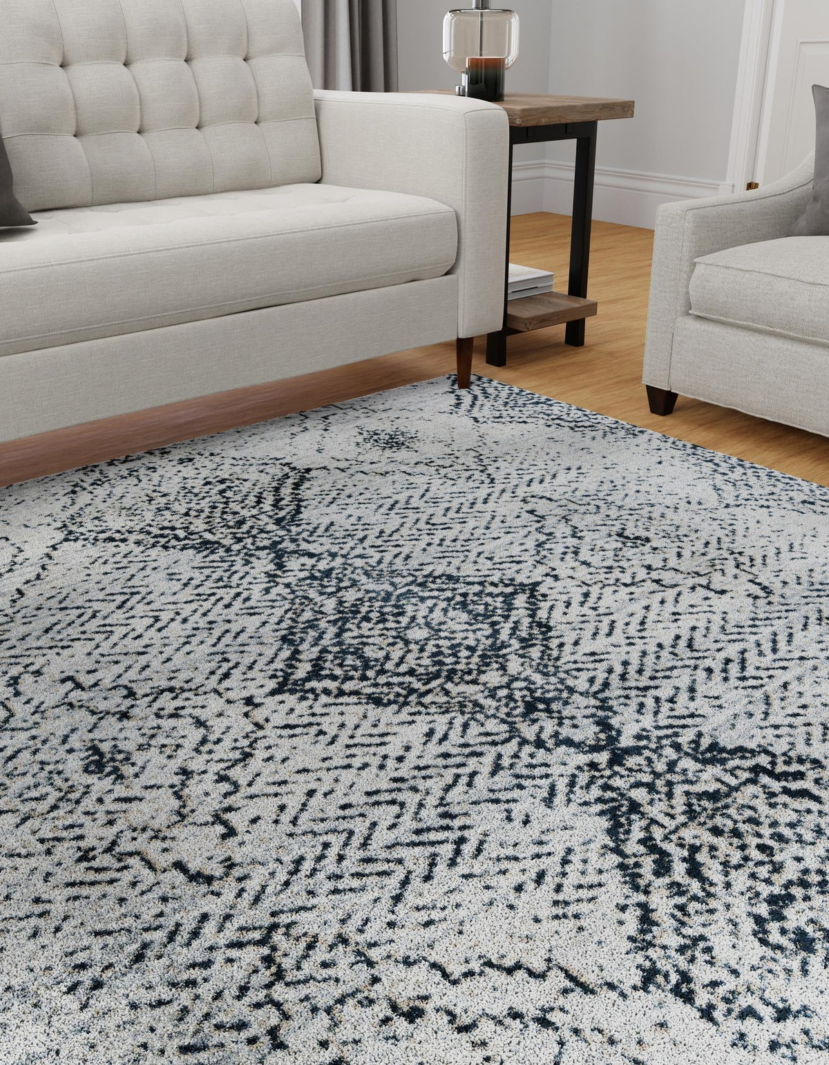 Aegean Elegance Washables Collection Area Rug -  Naxos Square Black and White  lifestyle 34