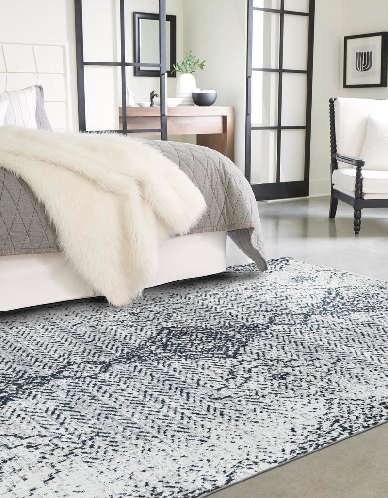 Aegean Elegance Washables Collection Area Rug -  Naxos Rectangle Black and White  lifestyle 3
