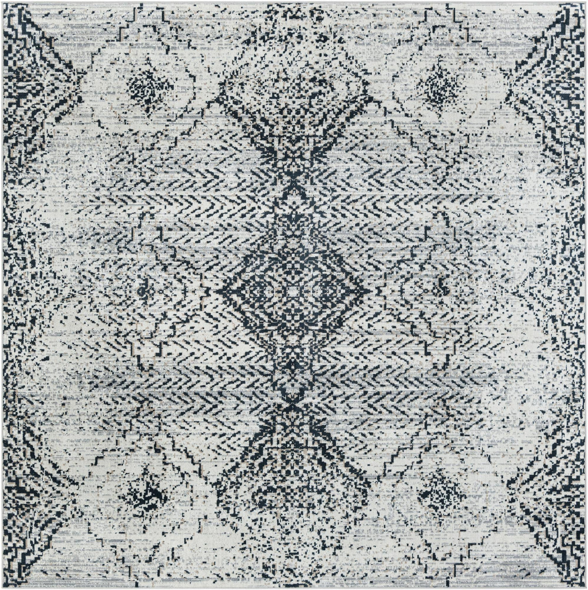 Aegean Elegance Washables Collection Area Rug -  Naxos Square Black and White  lifestyle 18