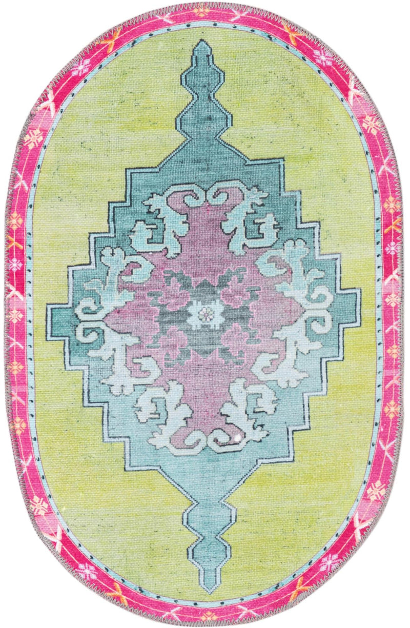 Heritage Elegance Collection Area Rug -  Winterthur (Green) Oval Green  lifestyle 17