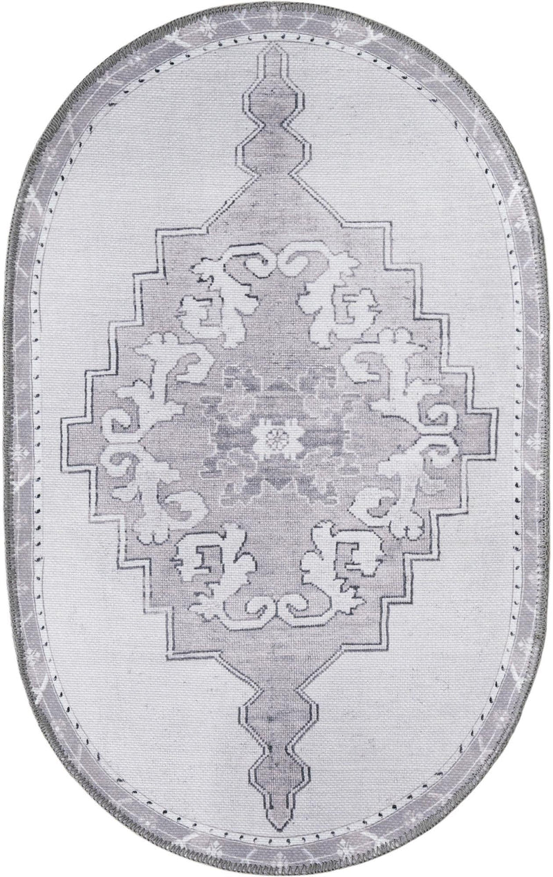 Heritage Elegance Collection Area Rug -  Winterthur (white Gray) Oval Gray and White  lifestyle 33