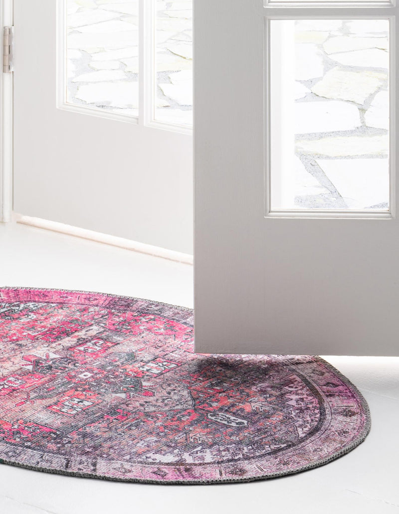 Heritage Elegance Collection Area Rug -  Windsor (Pink) Oval Pink  lifestyle 26