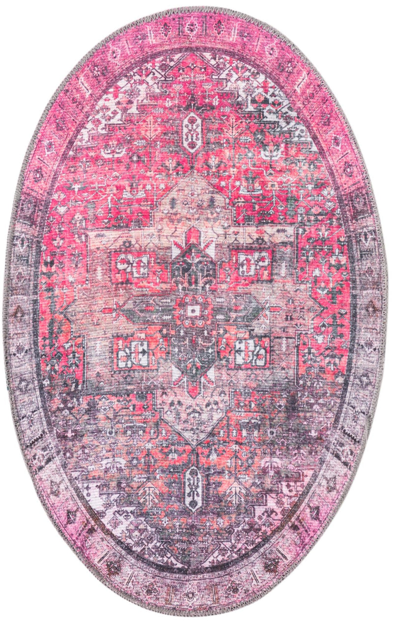 Heritage Elegance Collection Area Rug -  Windsor (Pink) Oval Pink  lifestyle 18