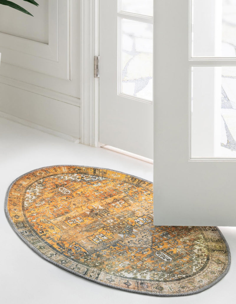 Heritage Elegance Collection Area Rug -  Windsor (Yellow) Oval Yellow  lifestyle 24
