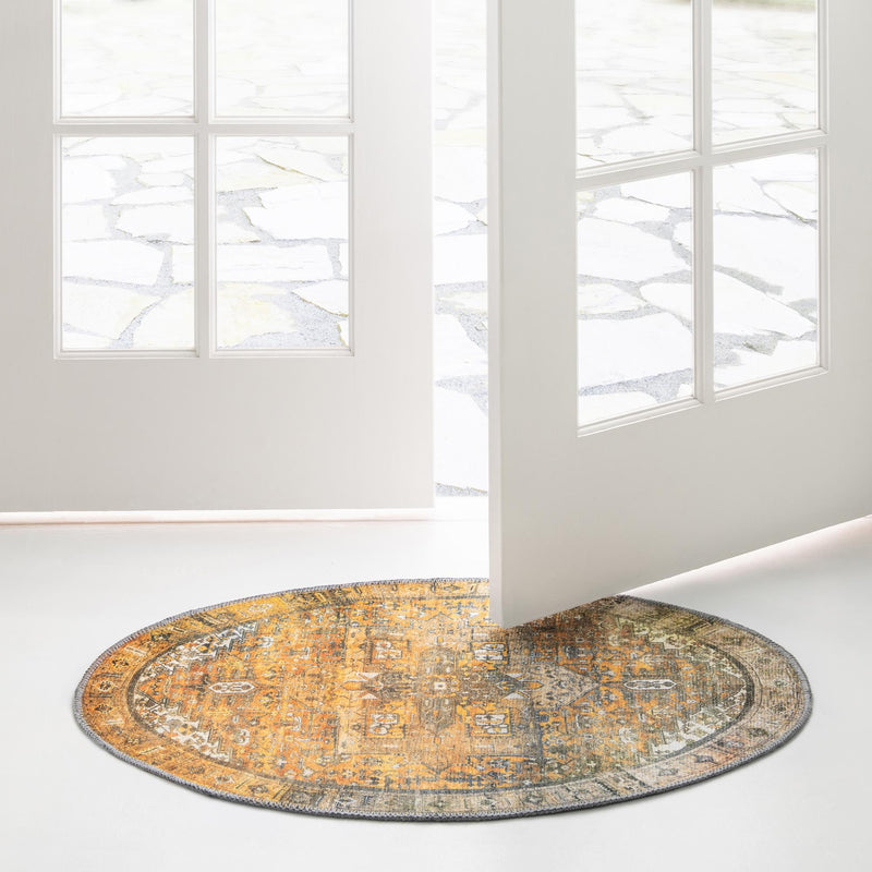 Heritage Elegance Collection Area Rug -  Windsor (Yellow) Oval Yellow  lifestyle 67