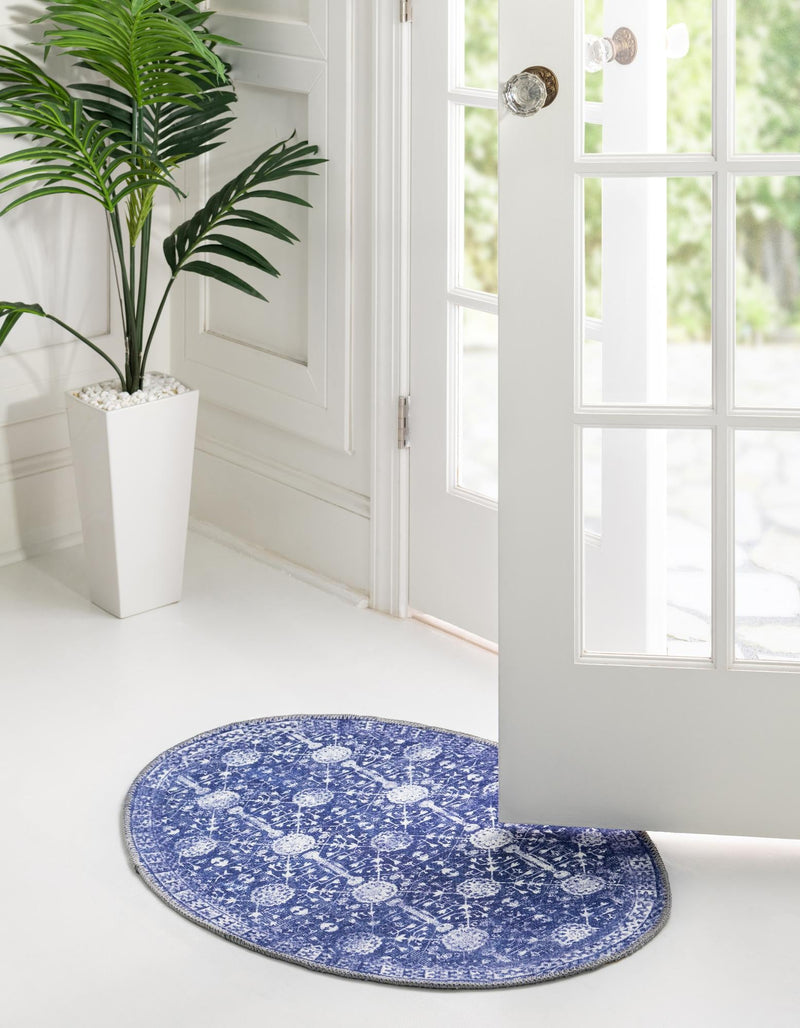 Heritage Elegance Collection Area Rug -  Chatsworth Oval Navy Blue  lifestyle 47