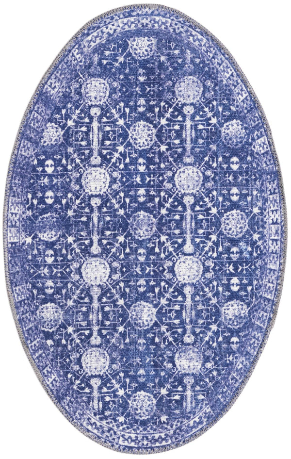 Heritage Elegance Collection Area Rug -  Chatsworth Oval Navy Blue  lifestyle 37