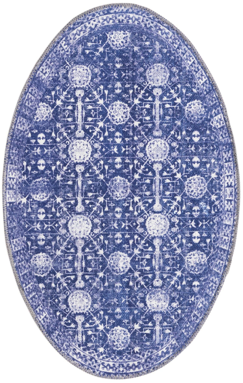 Heritage Elegance Collection Area Rug -  Chatsworth Oval Navy Blue  lifestyle 37