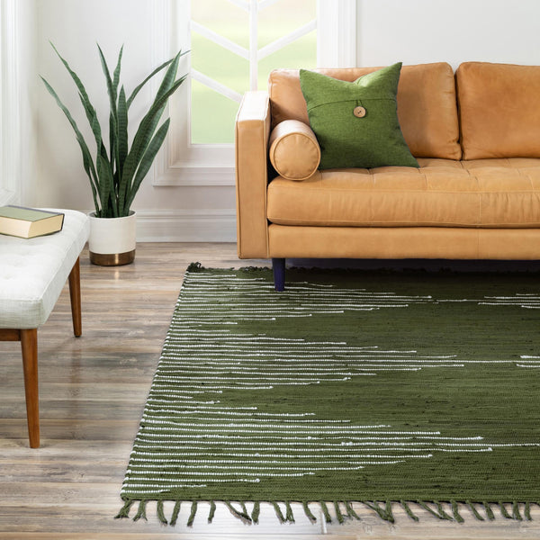 Thar Cotton Collection Area Rug - Jaisalmer (Green) Square Green  lifestyle 55