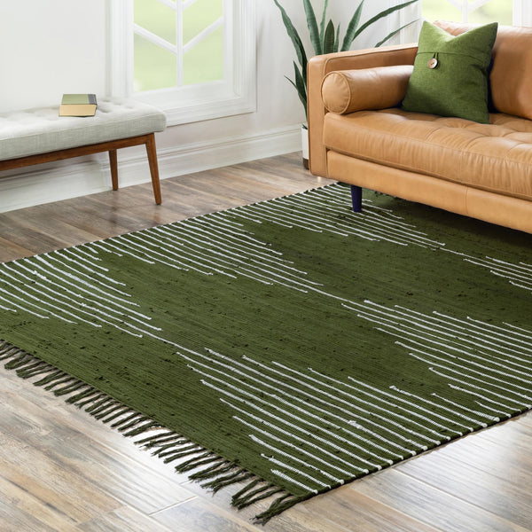 Thar Cotton Collection Area Rug - Jaisalmer (Green) Square Green  lifestyle 57