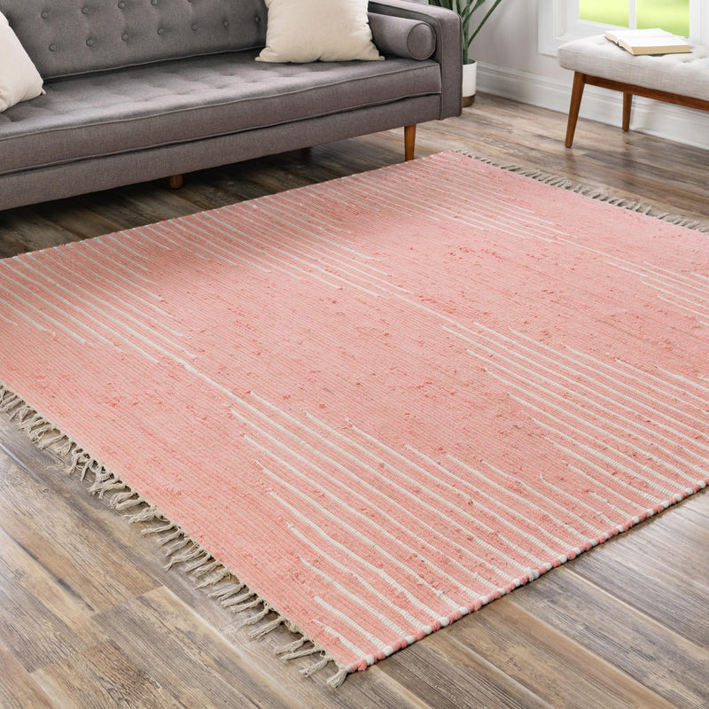 Thar Cotton Collection Area Rug - Jaisalmer (Rose) Square Rose  lifestyle 52