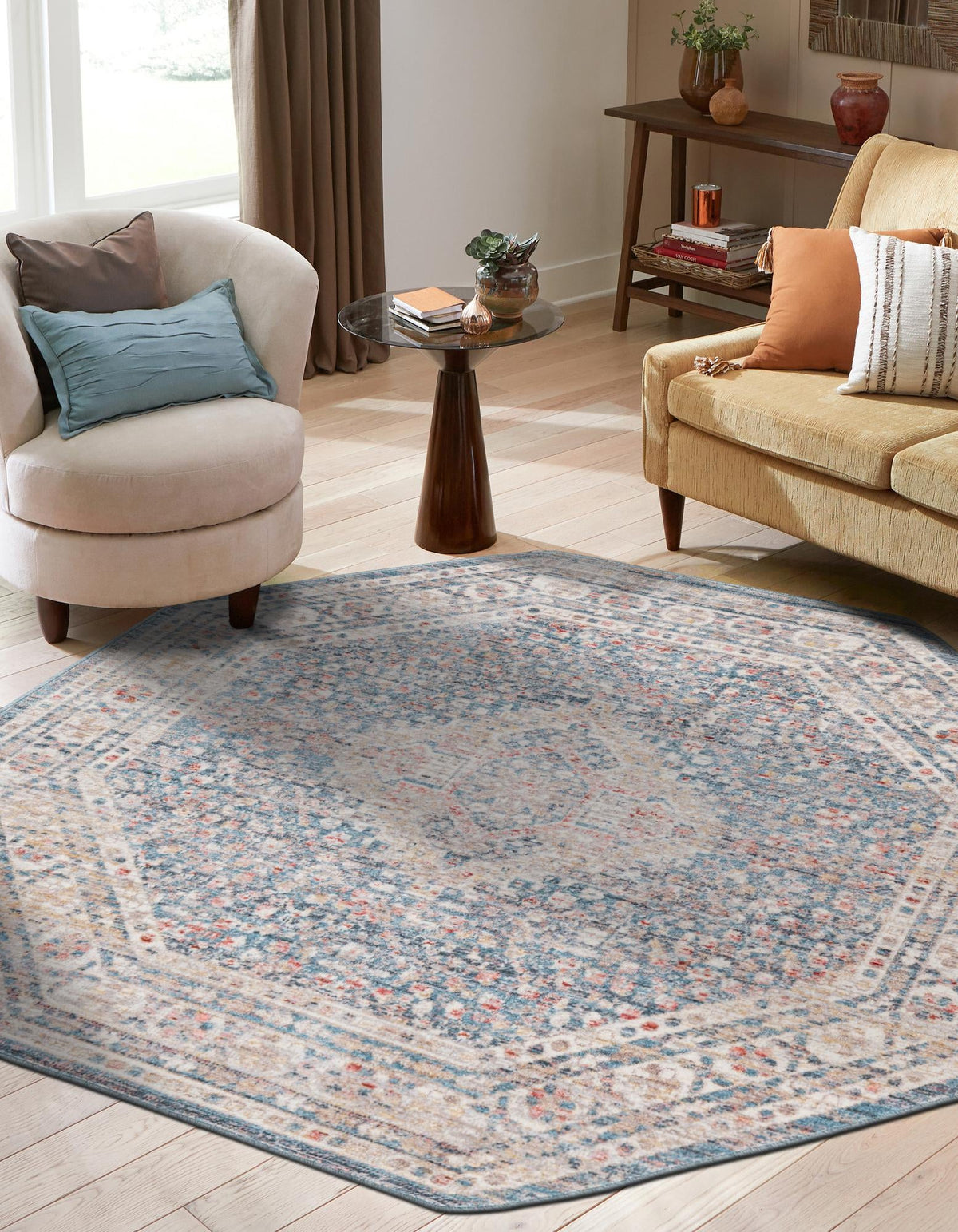 Regal Estates Collection Area Rug - Majesty Octagon Blue  lifestyle 61