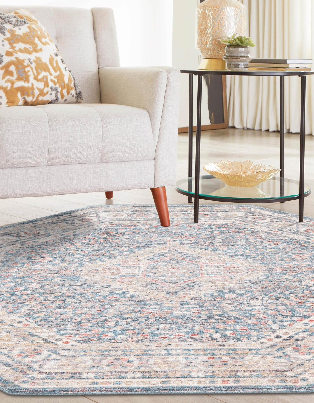 Regal Estates Collection Area Rug - Majesty Octagon Blue  lifestyle 69