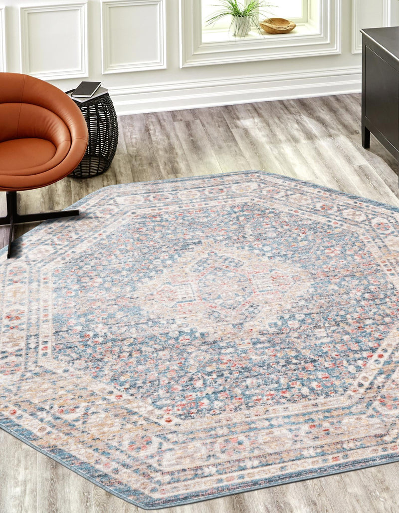 Regal Estates Collection Area Rug - Majesty Octagon Blue  lifestyle 90