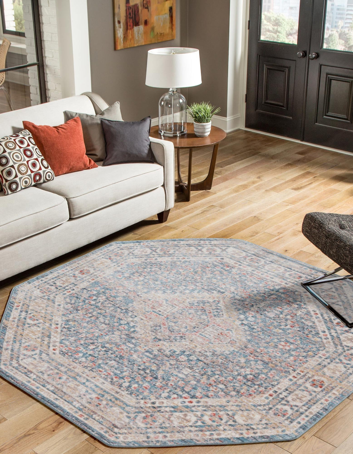 Regal Estates Collection Area Rug - Majesty Octagon Blue  lifestyle 96