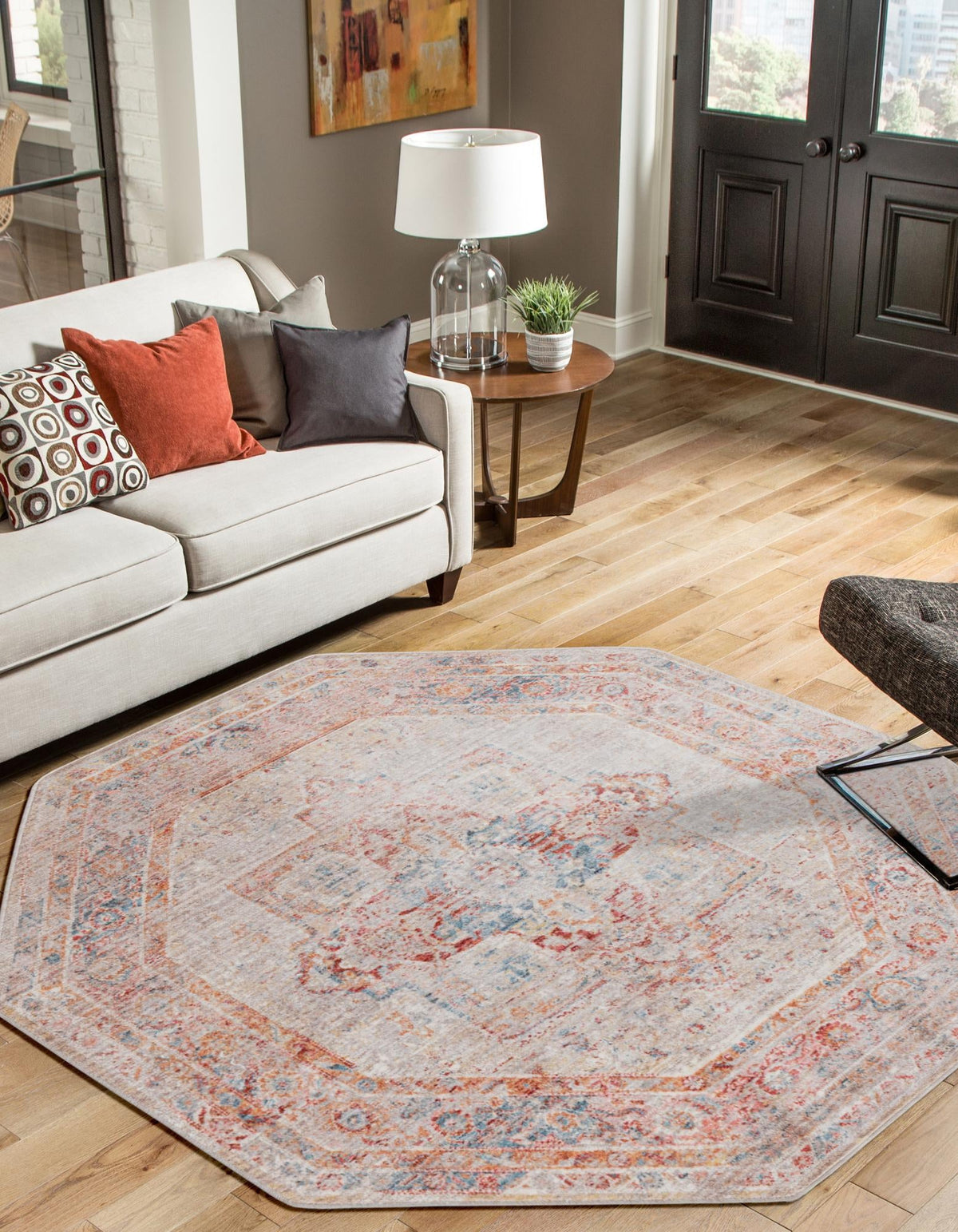 Regal Estates Collection Area Rug -  Monarch Octagon Multi  lifestyle 45