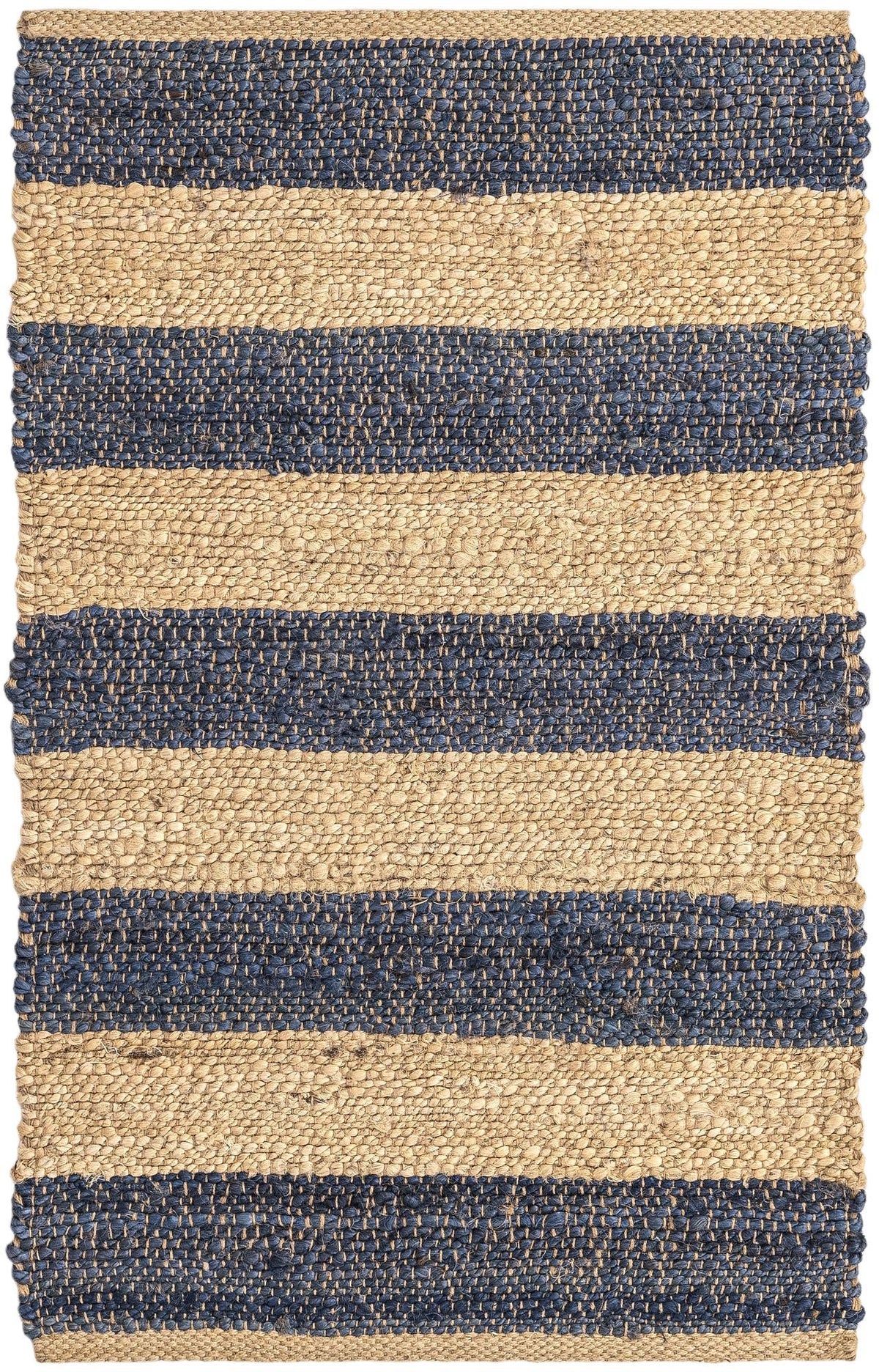 Woven Seaside Jute Collection Area Rug - Nantucket Rectangle Ivory and Navy Blue  lifestyle 2