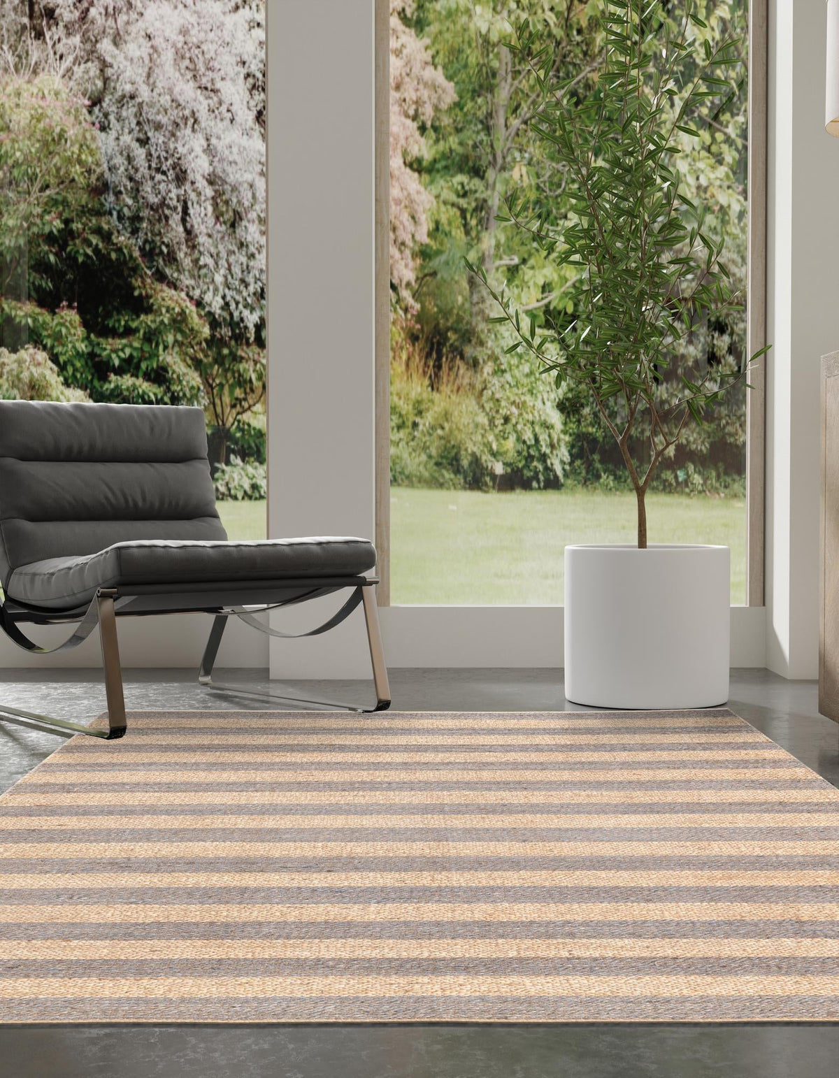 Woven Seaside Jute Collection Area Rug - Nantucket Rectangle Gray Ivory  lifestyle 20