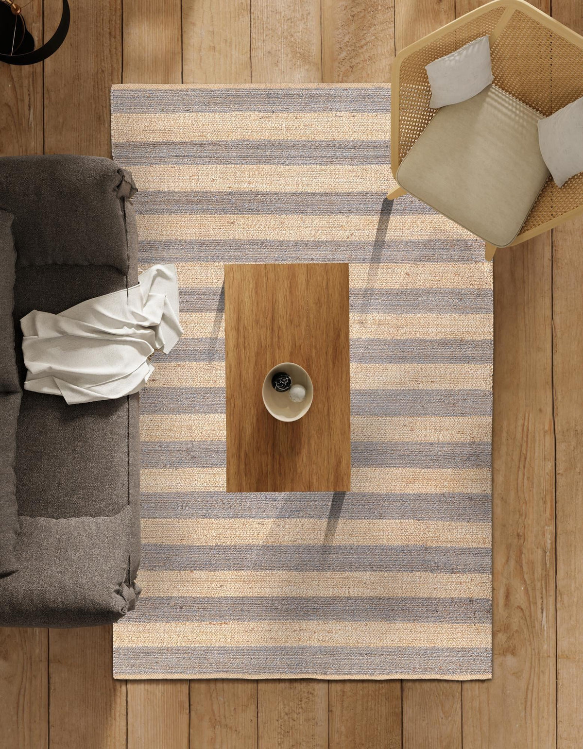 Woven Seaside Jute Collection Area Rug - Nantucket Rectangle Gray Ivory  lifestyle 54