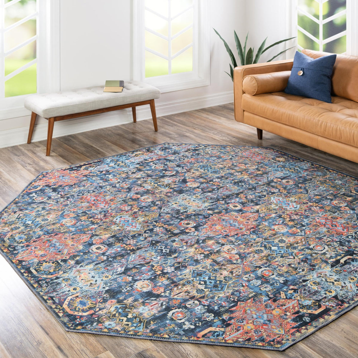 Heritage Elegance Collection Area Rug -  Potala Octagon Multi  lifestyle 90