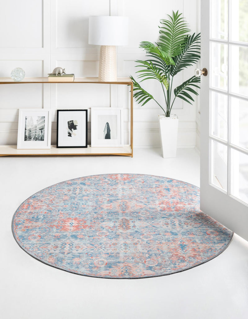 Heritage Elegance Collection Area Rug -  Potala Round Blue  lifestyle 38