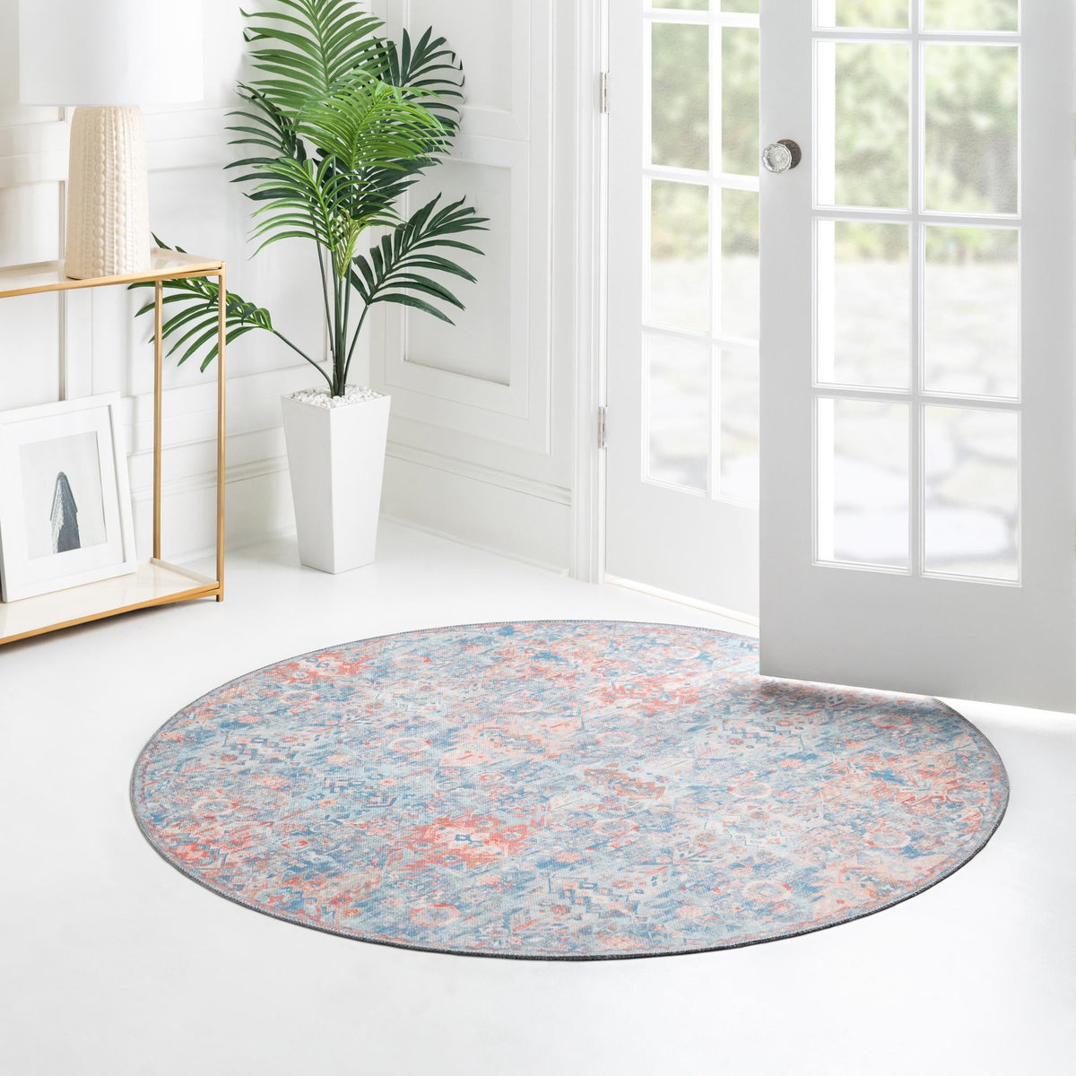 Heritage Elegance Collection Area Rug -  Potala Round Blue  lifestyle 116