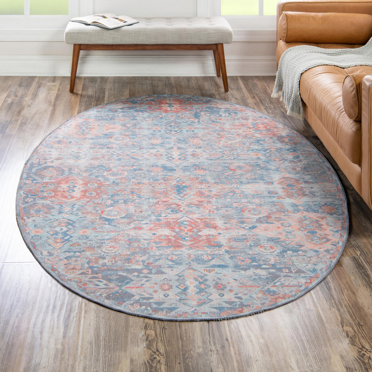 Heritage Elegance Collection Area Rug -  Potala Oval Blue  lifestyle 113