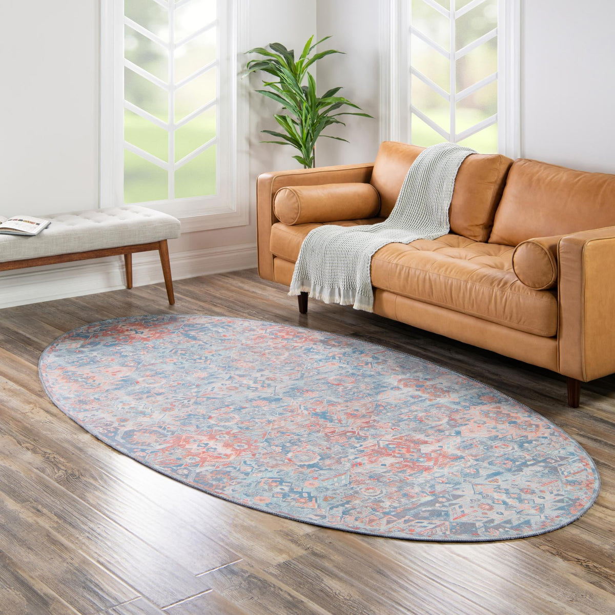 Heritage Elegance Collection Area Rug -  Potala Oval Blue  lifestyle 119