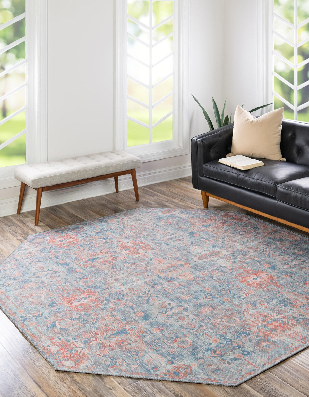 Heritage Elegance Collection Area Rug -  Potala Octagon Blue  lifestyle 45