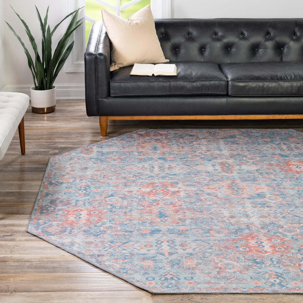 Heritage Elegance Collection Area Rug -  Potala Octagon Blue  lifestyle 111