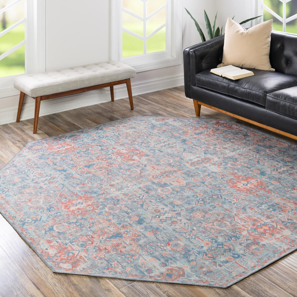 Heritage Elegance Collection Area Rug -  Potala Octagon Blue  lifestyle 117