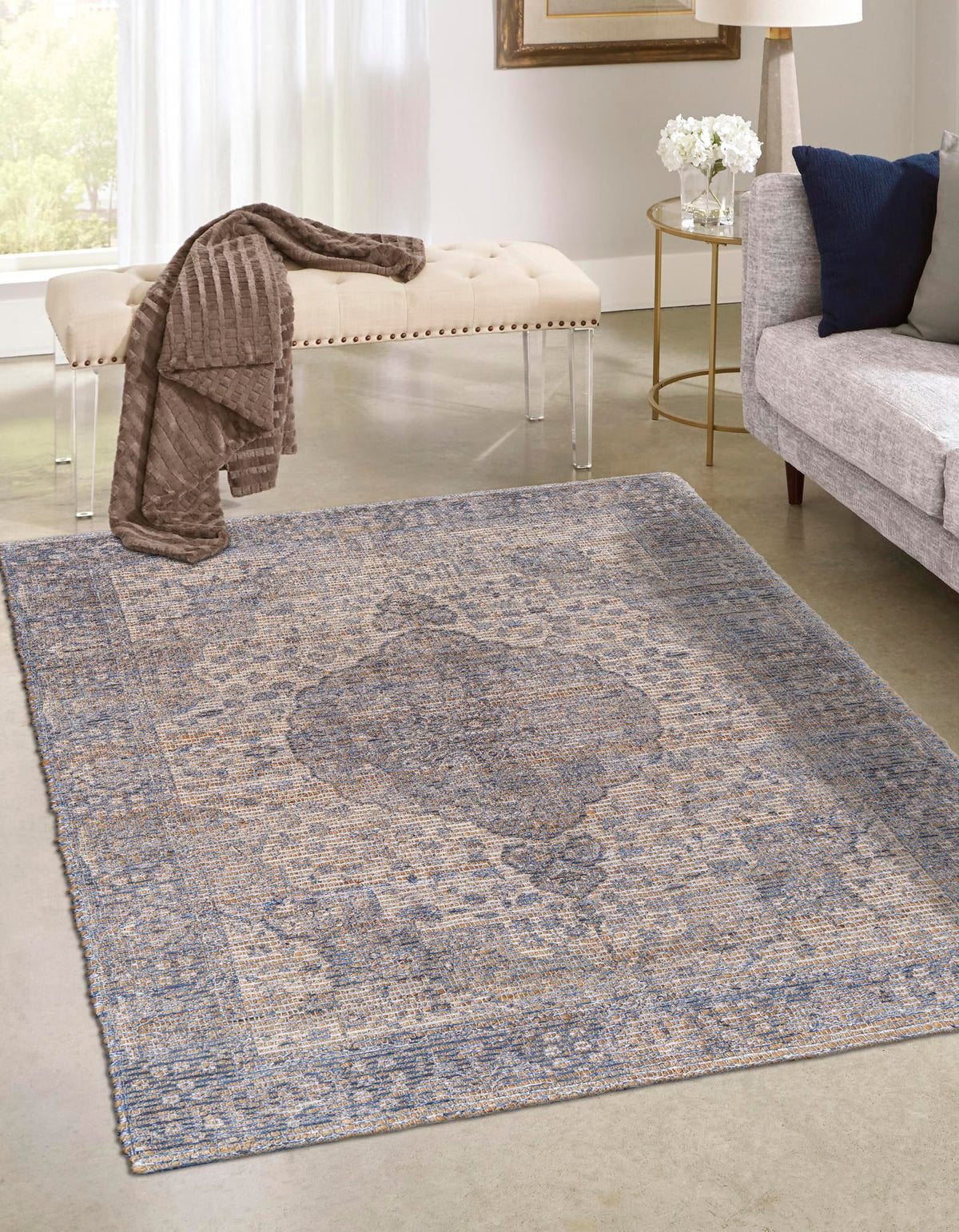 Savannah Threads Collection Area Rug - Charleston Rectangle Blue  lifestyle 2