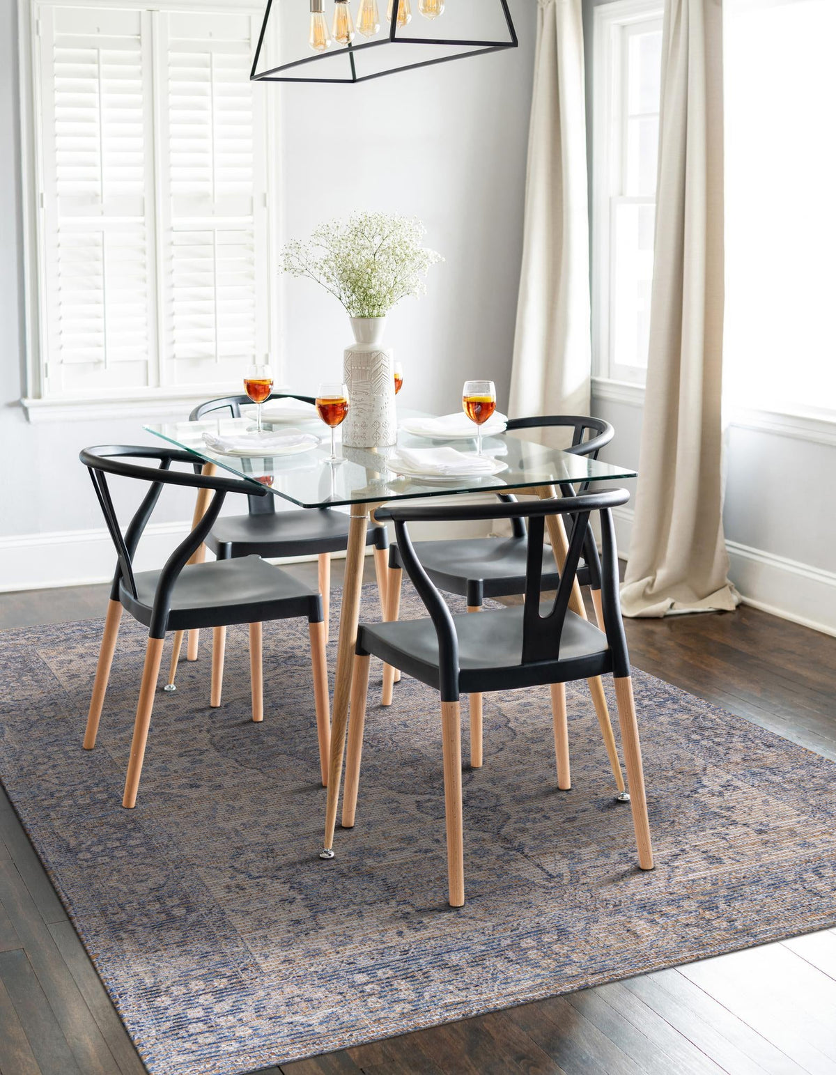 Savannah Threads Collection Area Rug - Charleston Rectangle Blue  lifestyle 14