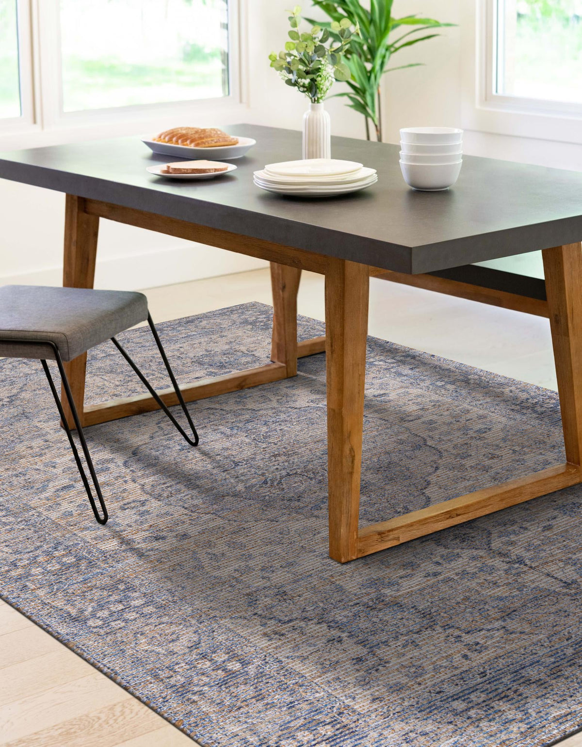 Savannah Threads Collection Area Rug - Charleston Rectangle Blue  lifestyle 16