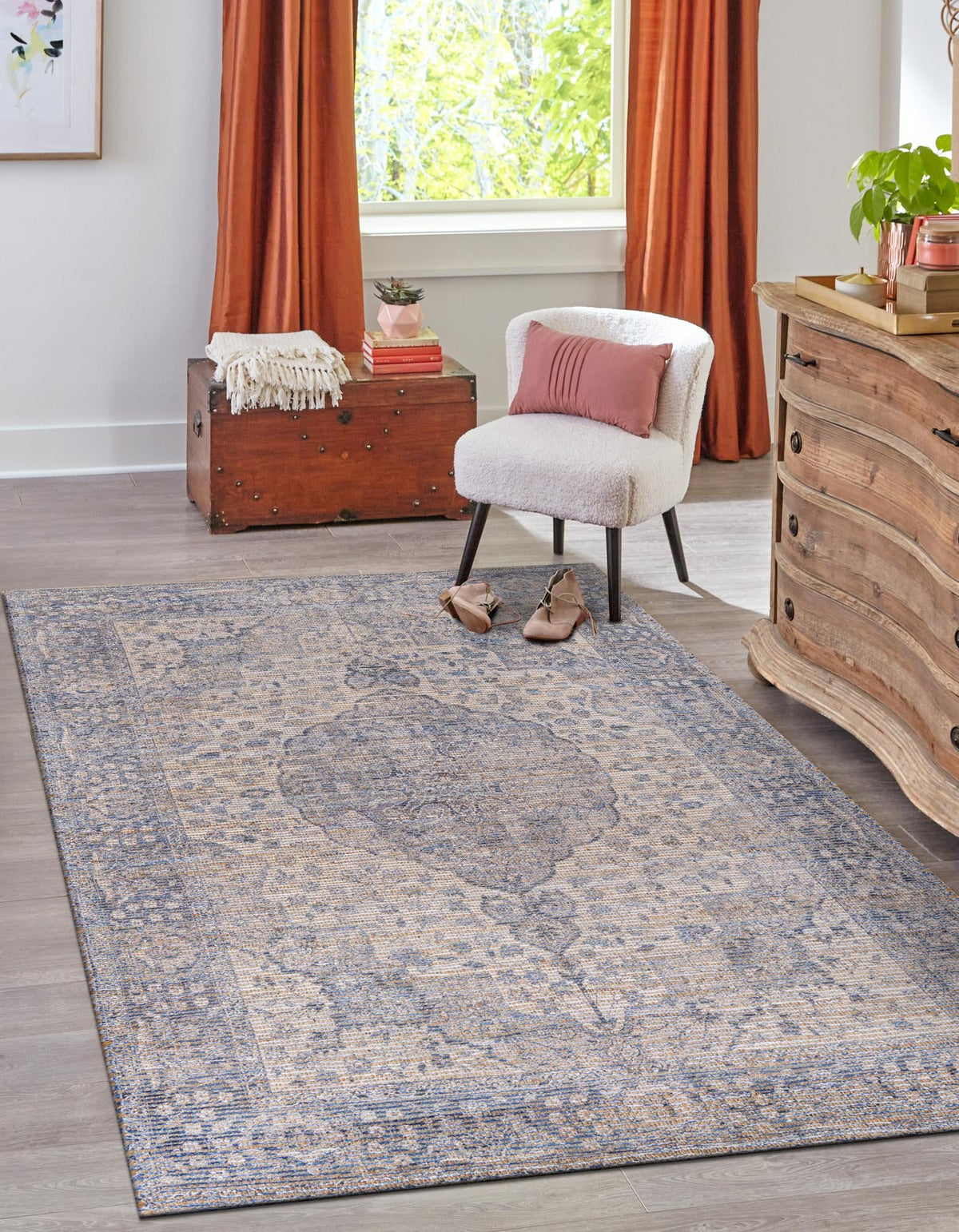 Savannah Threads Collection Area Rug - Charleston Rectangle Blue  lifestyle 20