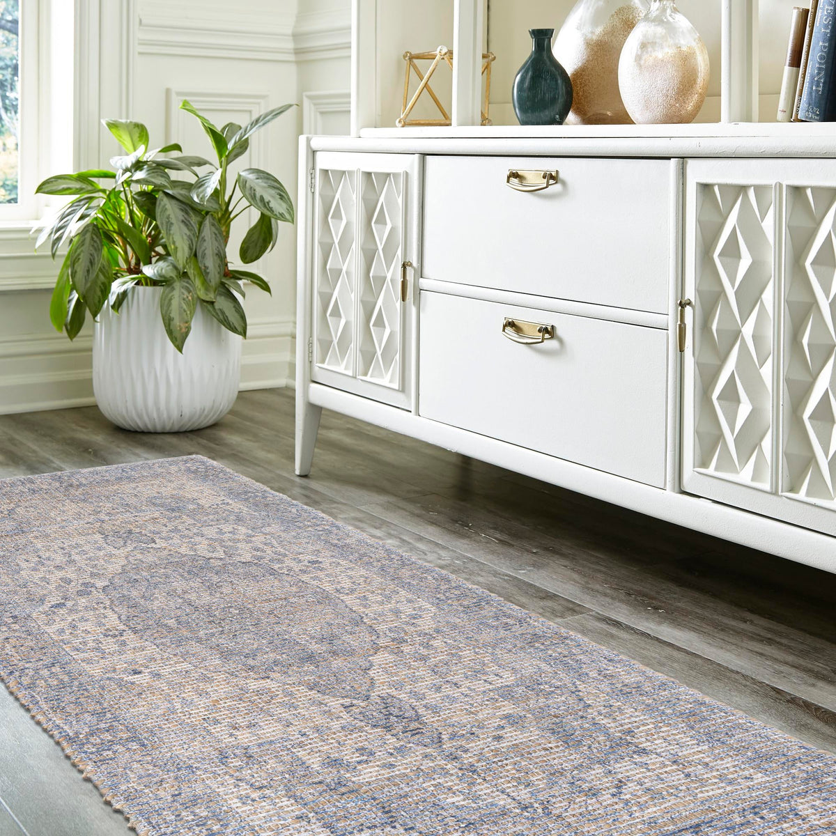Savannah Threads Collection Area Rug - Charleston Runner Blue  lifestyle 74