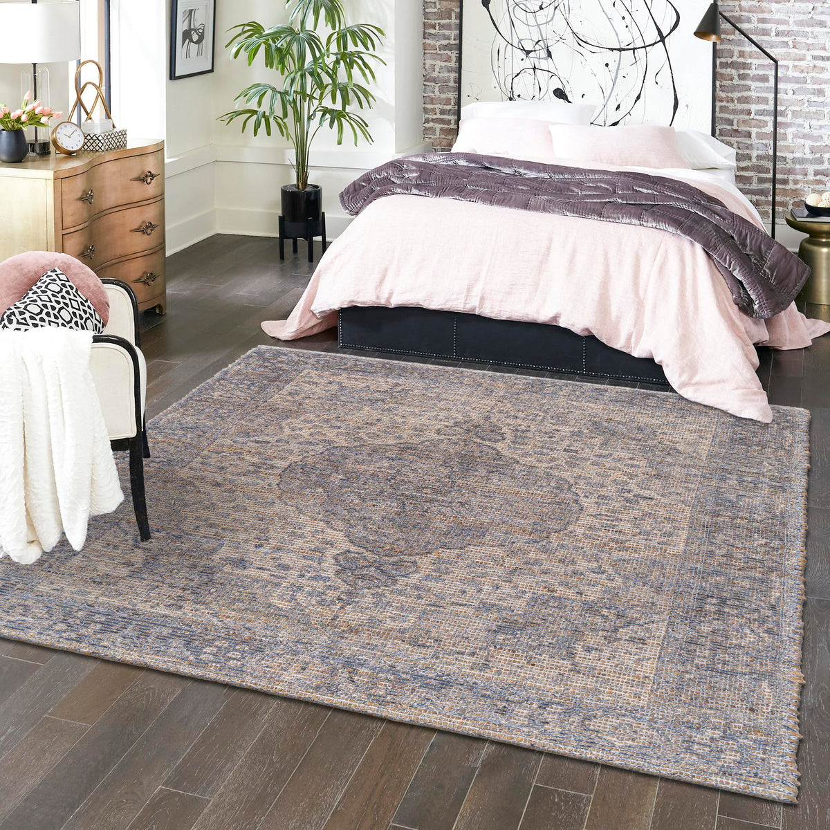 Savannah Threads Collection Area Rug - Charleston Square Blue  lifestyle 71