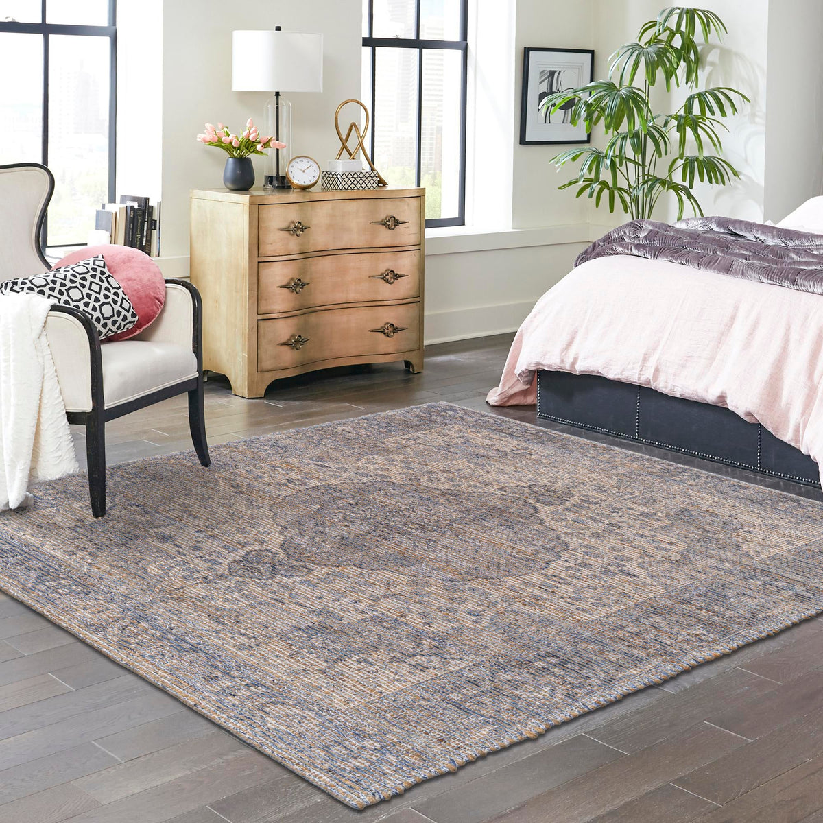 Savannah Threads Collection Area Rug - Charleston Square Blue  lifestyle 75