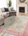 Savannah Threads Collection Area Rug - Charleston Rectangle Ivory Pink  lifestyle 3