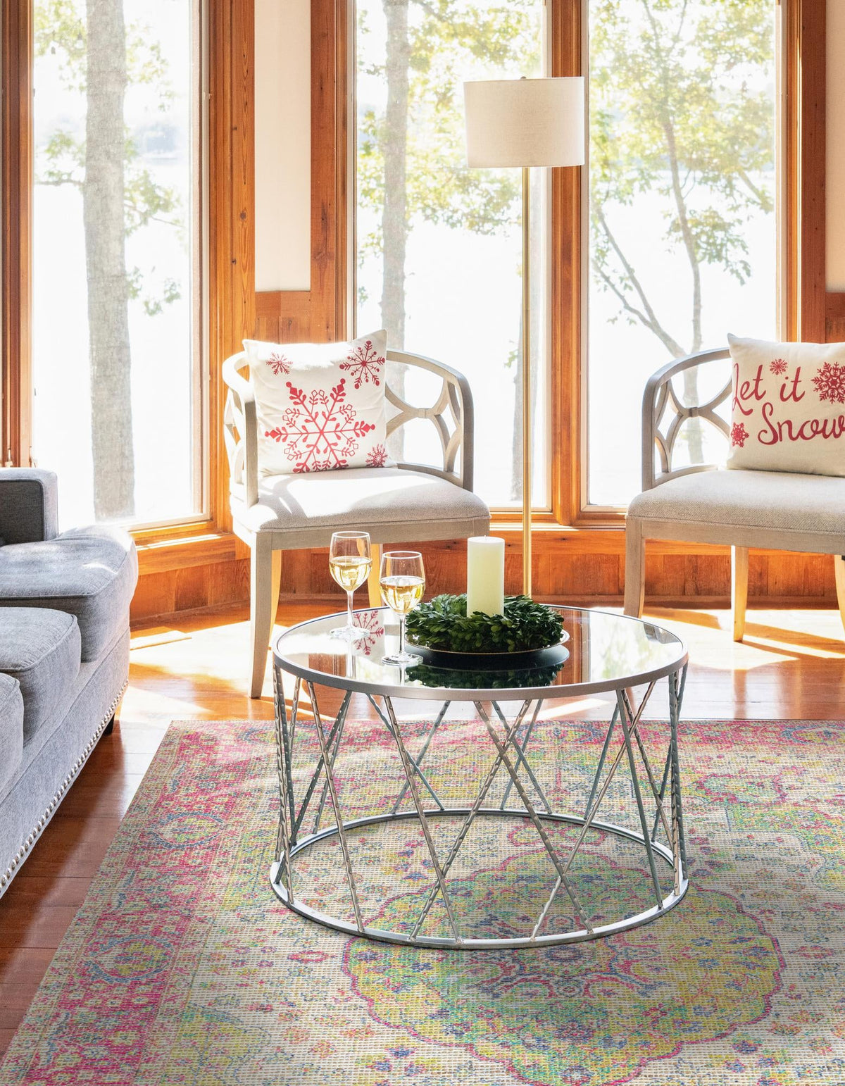 Savannah Threads Collection Area Rug - Charleston Rectangle Ivory Pink  lifestyle 5