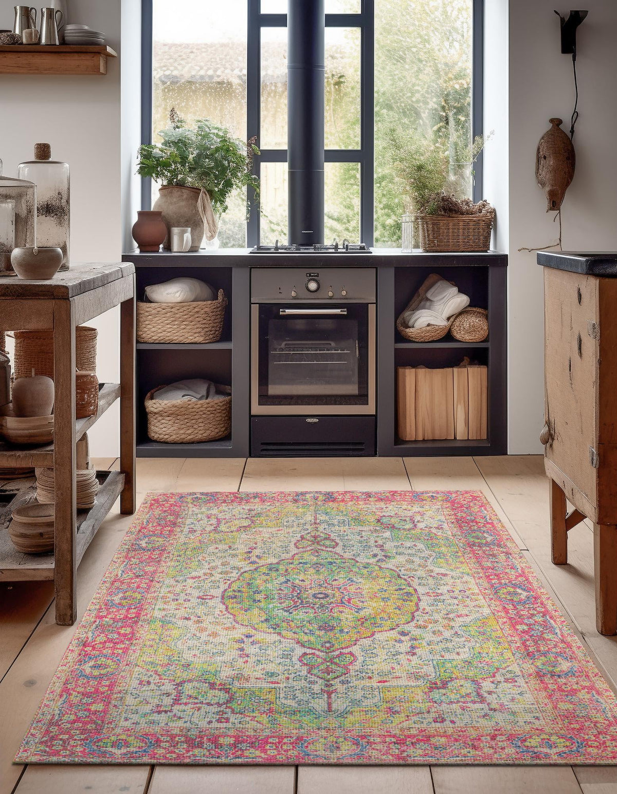 Savannah Threads Collection Area Rug - Charleston Rectangle Ivory Pink  lifestyle 15