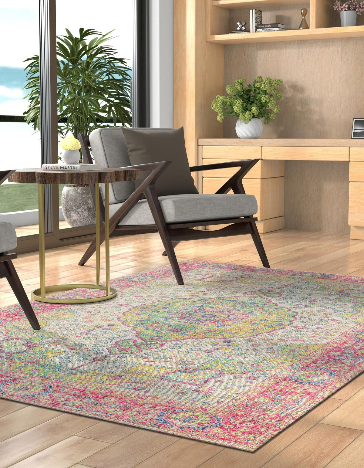Savannah Threads Collection Area Rug - Charleston Rectangle Ivory Pink  lifestyle 17